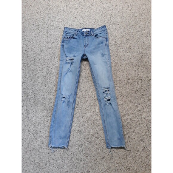 27 Buckle Vervet Ripped Distressed Skinny Raw Hem Light Wash - Picture 1 of 6